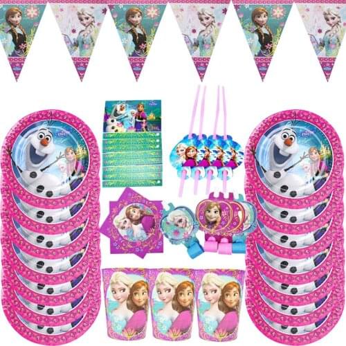 Disney Frozen 2 Princess Elsa Cartoon Series Kids Birthday Party Disposable tableware Set Paper cups plates straws Baby Shower