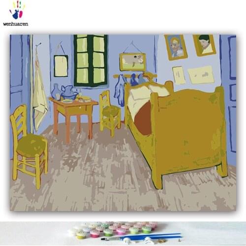 DIY colorings pictures by numbers with colors Van Goghs Cabin Studio picture drawing painting by numbers framed Home