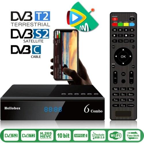 DVBPlayer H265 Satellite Receiver Terrestrial Decoder dvb t2 DVB-S2X/S2 DVB-T2 Tv Box DVB-C HEVC 10Bit Receptor Hellobox 6 Combo