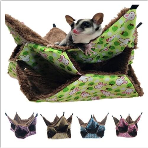 Flannel Keep Warm Winter Three Layers Geometric Labyrinth Hammock Cages Bed for Small Pet Guinea Pig Hamster Squirrel Ferret