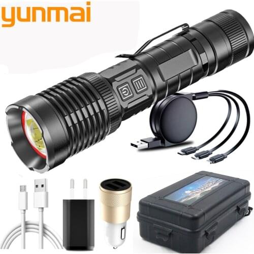 XHP100 High Quality LED Flashlight Micro USB Rechargeable Power Bank 18650 26650 Battery Flashlamp Aluminum Zoom Lantern Hiking