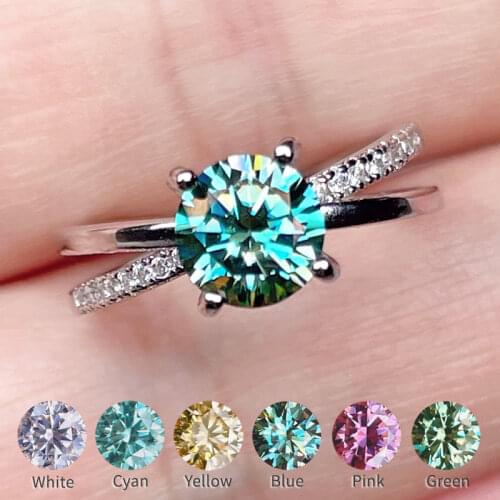 4 Prong Design Moissanite Ring 18K White Gold Plated 925 Silver 6.5mm D-F Color VVS-FL With GRA certificates for Women Gift