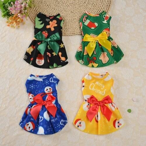 Halloween Christmas Pet Clothes Dogs Cats Costume Puppy Printed Dress Pet Princess Dress with Bow-knot Small Dog Pet Accessory