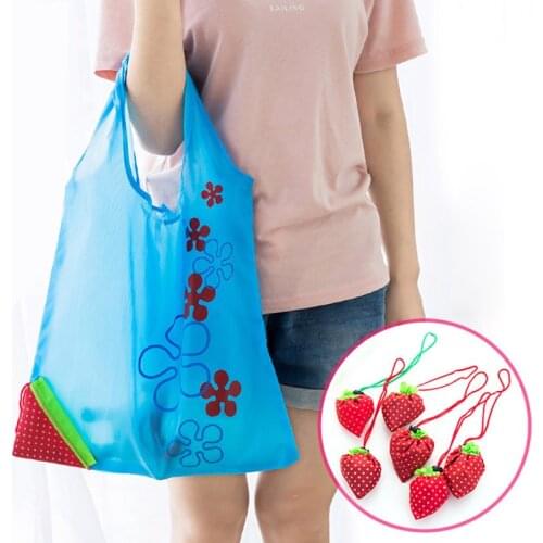 Creative Foldable Strawberry Bag Household Portable Polyester Shopping Bag Kitchen Home Organizer Storag Bag