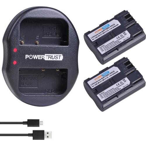 2Pcs 2650mAh BP-511 BP 511 BP511 BP511A Li-ion Battery + Dual USB Charger for Canon G6 G5 G3 G2 G1 EOS 300D 50D 40D 30D 20D 5D