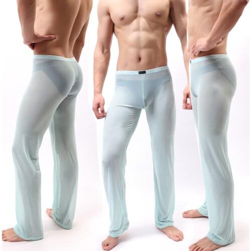 Mens Pants Mens Sleep Bottoms Home Pants Loose Sexy Mens Lounge Pants See Through Sexy Male Pajamas Sleepwear