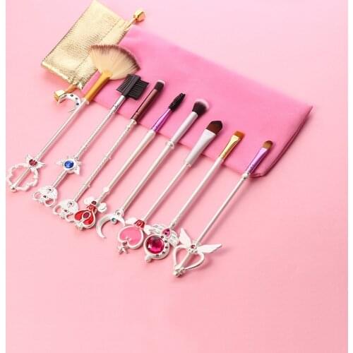 Sailor Moon 8PCS Makeup Brushes Set Cosmetic Pincel Maquiagem Beauty Tools Kit Eye Liner Shader Eyebrow Soft Synthetic Hair