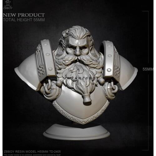 55MM Resin Bust model kits Dwarf General self-assembled TD-2405