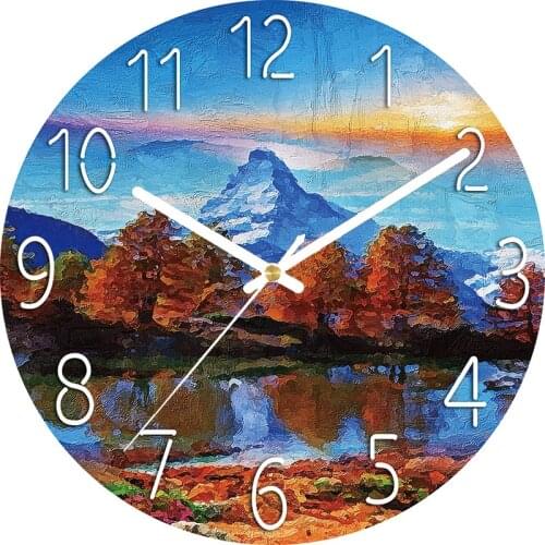 Dilan net red wall clock living room household fashion wall watch bedroom silent clock creative oil painting decorative quartz