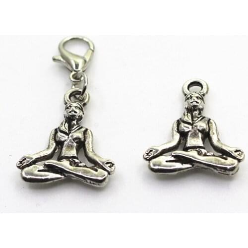 New Arrive 10pcs Yoga Meditation Charms Lobster Clasp Charms Diy Jewelry Accessory For Bracelets Fl/ating Hanging Charms