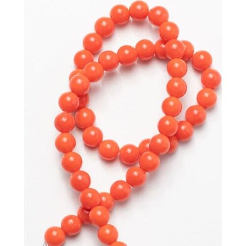 Wholesale Orange-red Glass Beads Charm Bracelet Natural Stone Round Loose Beads Necklace Bracelet Earrings DIY 8mm