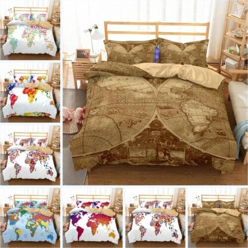 Map Comforter Cover for Boys Teens 3D Printed Duvet Cover Set Soft Bedspreads Cover with 2 Pillow Shams 3pcs Qulit Cover