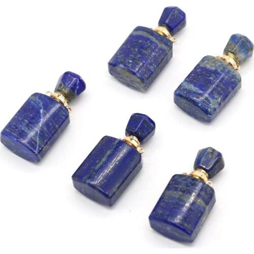 Pendant Natural Semi-Precious Stone lapis lazuli Perfume Bottle Pendant for Jewelry Making Charm DIY Necklace Accessorie 15x34mm