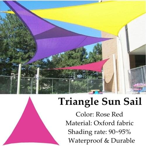Rose Red Triangle Sun Sail Oxford Shading Rate 95% Waterproof Polyester Fabric Outdoor Anti-UV Cooling Garden Gazebo Awning