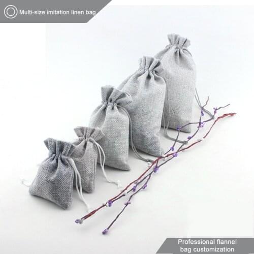 Gray Drawstring Linen Bag Gift Package Jewelry Bag Birthdag Christmas Party Gift Bag 1Pc 7x9 8x10 10x14 13x18 15x20CM