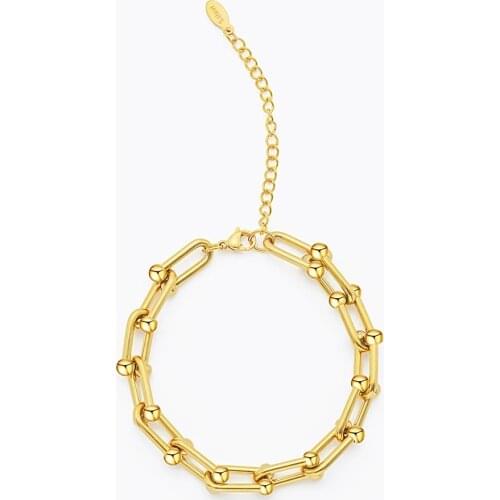 100% Stainless Steel U Heavy Duty Chain Bracelet For Women Men Gold/Silver Color Metal Link Chain Bracelets Pulseras Mujer