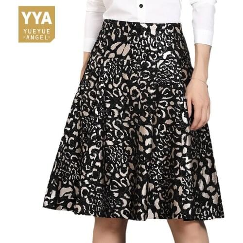 Genuine Leather Mixed Colors Womens Vintage Skirt 2021 New Office Lady Elegant Print High Waist Fashion Skirt Korean Style