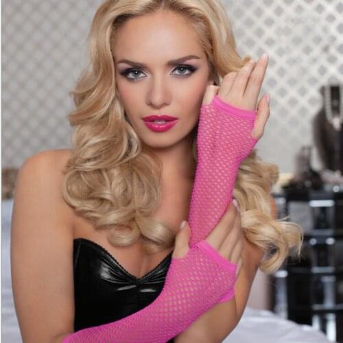 Women Hollow Out Mesh Sexy Long Gloves Role Play Queen Bride Sexy Costumes