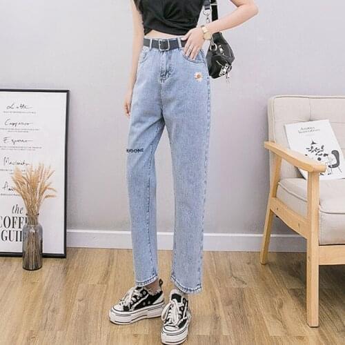KJMYYX New Vintage Blue Jeans Straight Women High-waisted Jeans Woman Plus Size Denim Trousers Ladies Fashion Pants Jeans Women