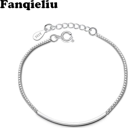 Fanqieliu Extend Box Chain Bracelet 925 Sterling Silver Bracelets For Women Charms Smile Charming Bracelets&Bangles FQL20323