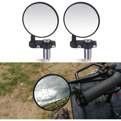 1 pair Motorcycle Rear Mirror Motorcycle Handlebar End Mirror 22mm for Cafe Racer Black Handle 7/8"Mirrors for Motorcycle