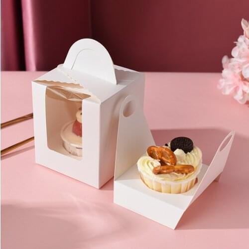 10pcs Cupcake Box Single Muffin Box Biscuit Pastry Box Kraft Paper Box Cake Chocolate Packaging Baking Tools Cup Gift Dropship
