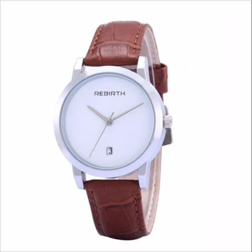 100pcs/lot RE029C silver case fashion leather watch with calendar wrap quartz high quality casual watch wholesale wristwatch