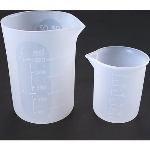 2PCS 250ML+100ML Silicone Mixing Measuring Cups for DIY UV Resin Mold DIY Casting Jewelry Tool Kit