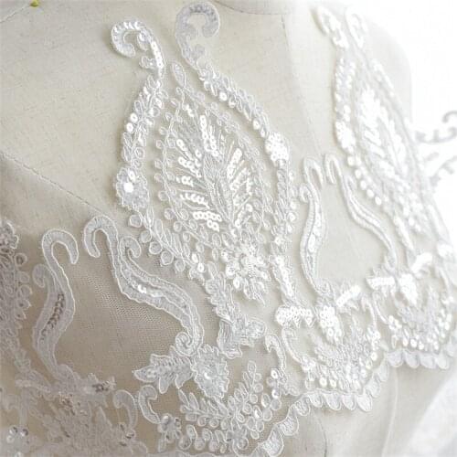 3 Yards/Lot Border Trimming Lace Good Ivory White Lace Trim Mesh Embroidery Cording Lace For Wedding Gowns