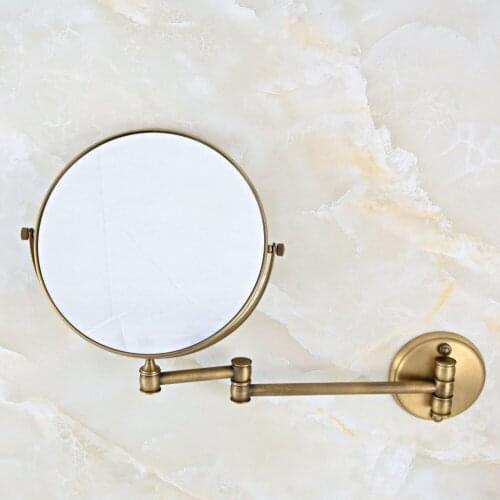 Antique Brass Bathroom Shaving Beauty Makeup Magnify Mirror Dual Side Wall Mounted / Bathroom Accessory mba635