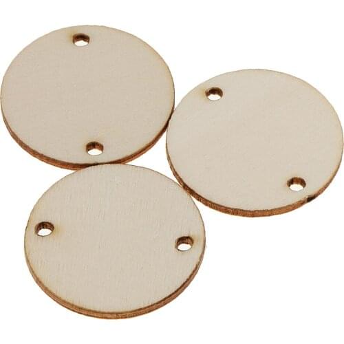 50 Pieces Natural Wood Slices Unfinished Predrilled Wooden Circles Slabs Discs Hanging Decor for Arts and Crafts, 35 X 2 mm