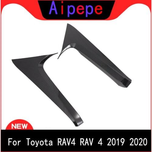 For Toyota RAV4 RAV 4 2019 2020 Carbon Fiber Exterior Rear Tail Window Spoiler Triangle Molding Cover Kit Trim Accessories