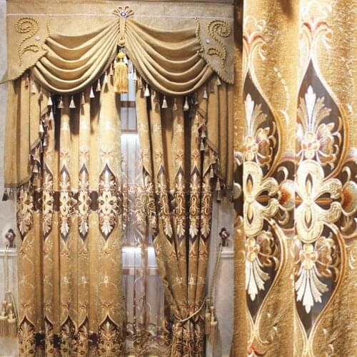 European embroidery decorative tulle curtains for Bedroom European luxury delicate embroidered curtains for Living Room