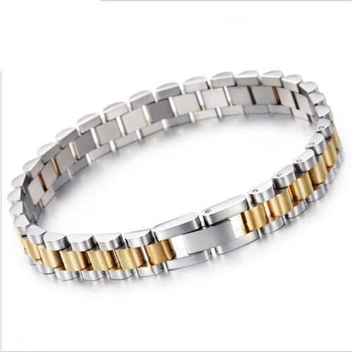 Classic Gold Color Stainless Steel Bracelets Wristband Gold Silver Color Pulseira Feminina Lovers Engagement Jewelry
