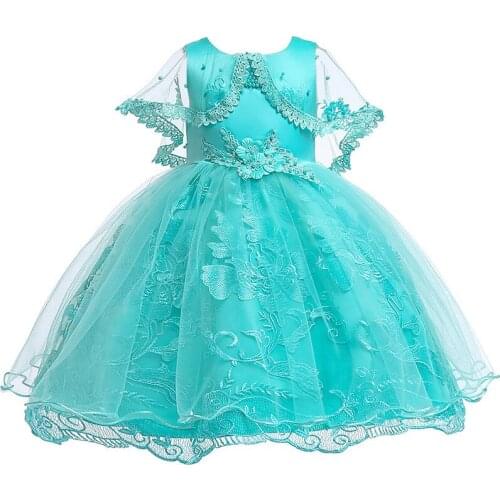 Exchange Hot Sale Vestido Comunion Short Sleeve Lace Dege Formal Occassion Pageant Dress High Quality Flower Neck Ball Gown