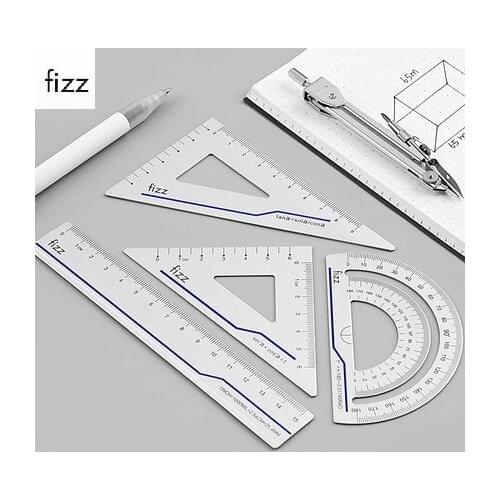 Fizz frosted alloy sleeve ruler Multifunction Ruler triangle ruler protractor Alloy drawing children student office ruler
