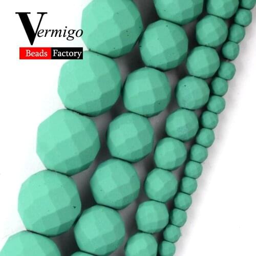 Natural Green Nanotech Rubber Faceted Hematite Minerals Beads For Jewelry Making Round Beads For Bracelet Necklace 2-10mm 15"