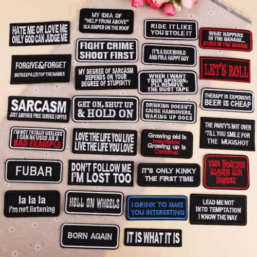 New arrival 10 pcs popular words Embroidered patches iron on Jeans coat tshirt bag shoe hat bag shoe Motif emblem accessory diy