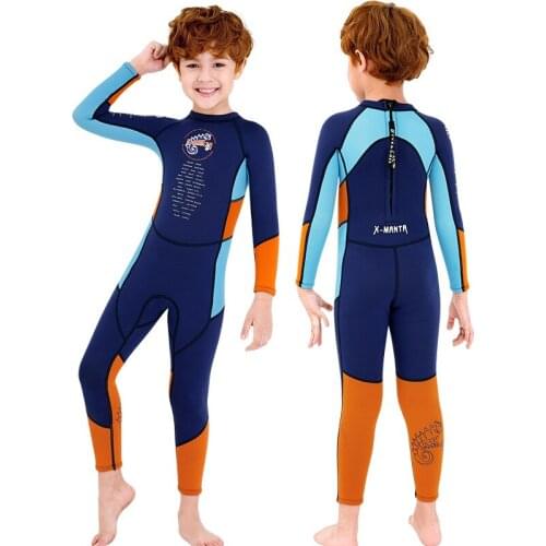 New Childrens Swimwear 2.5mm Boys' One Piece Long Sleeve Thickened Warm And Sun Proof Quick Drying Student Swimwear Diving Suit