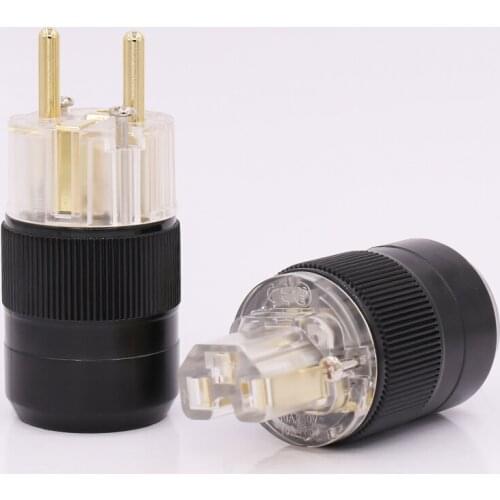 One Pair Unprinted 24K Gold Plated EU European Schuko Power Connector IEC Plug