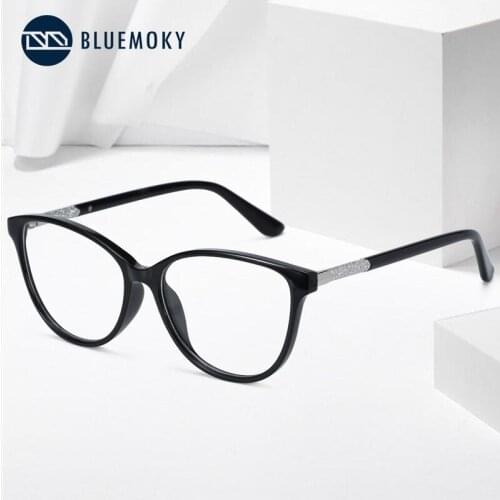 BLUEMOKY Acetate Cat Eye Eyeglasses Frame Women Clear Lens Eyewear Fake Glasses Vintage Transparent Myopia Optical Spectacles