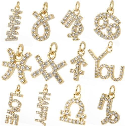 Love You Letter Name Charms Symbol Sign Gold Earrings Charm Diy Bracelet Neckalce Phone Nail Bags Charms for Jewelry Making