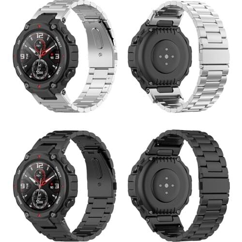 Stainless Steel Smart Watch Strap Metal Wrist Bracelet Wear-resistant Band Replacement for Huami Amazfit T-Rex Pro/Amazfit T-Rex
