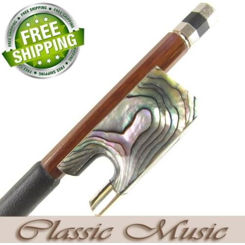Silver Pernambuco Cello Bow with Abalone Shell Frog (4/4), Good Mongolian Horse Hair