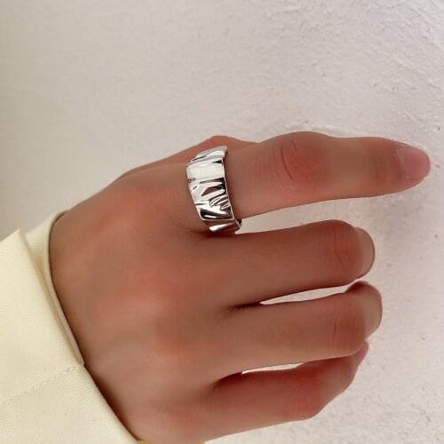 SHANICE Real S925 Sterling Silve Open ring Irregular river Finger Ring for Women INS Engagement Jewelry Rock Party Jewelry Gift