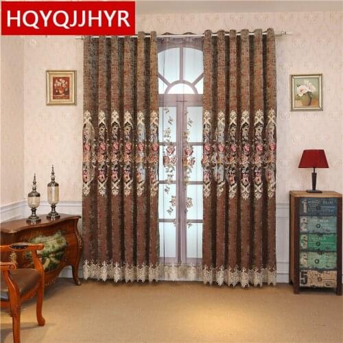 Top gold-edged embroidered villa curtains for living room and star hotel Luxury high-end custom curtains for bedroom/ Kitchen