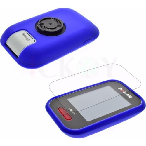 Outdoor Cycling Silicone Rubber Protect Blue Case + LCD Screen Film Protector For Polar V650 GPS Accessories