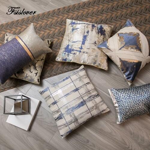 FSISLOVER Light Luxury Modern Cushion Cover Patchwork Waist Pillowcase High Quality Exquisite Jacquard Home Deco Pillow Cases