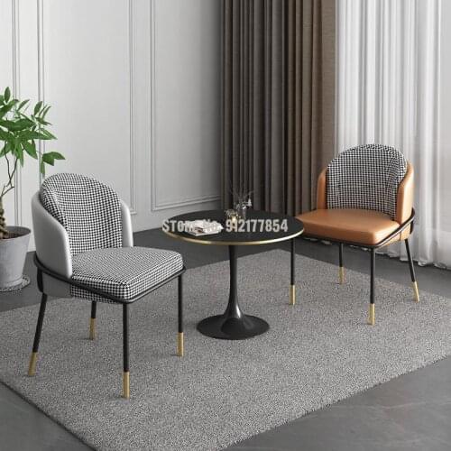 Nordic Dining Chair Light Luxury Chair Houndstooth Makeup Chair Household Backrest Stool Negotiation Restaurant Separate Dining
