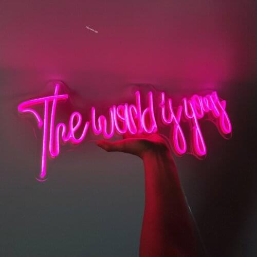 Custom Outdoor Led Flex Neon Sign light The world is yours l Art Pub Club Wall Hanging for Sign decor Pink for Room party